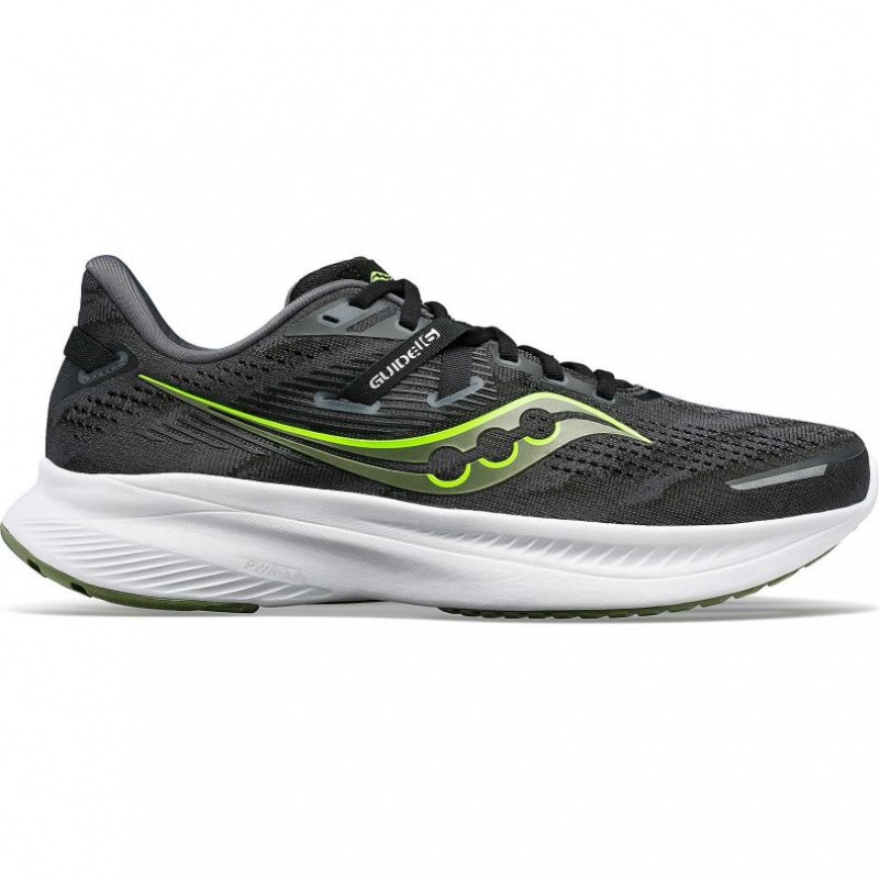 Black Saucony Guide 16 Men\'s Running Shoes | PHILIPPINES-BZQ