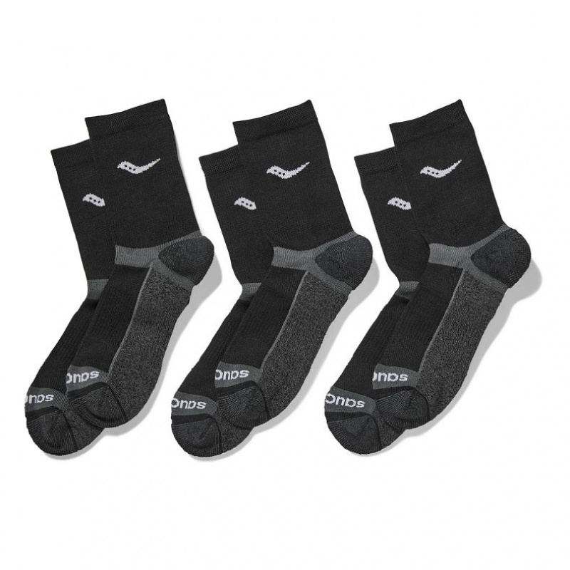 Black Saucony Inferno Cushion Mid 3-Pack Men\'s Socks | PHILIPPINES-UGD