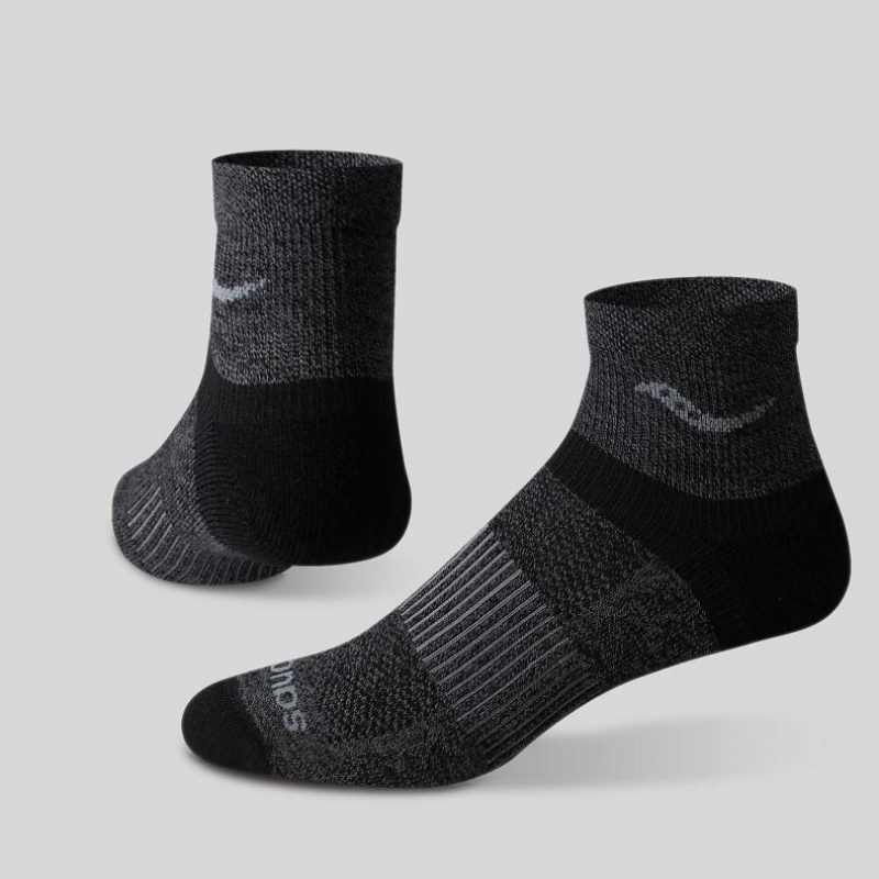 Black Saucony Inferno Merino Wool Blend Quarter 3-Pack Men\'s Socks | PHILIPPINES-QFE