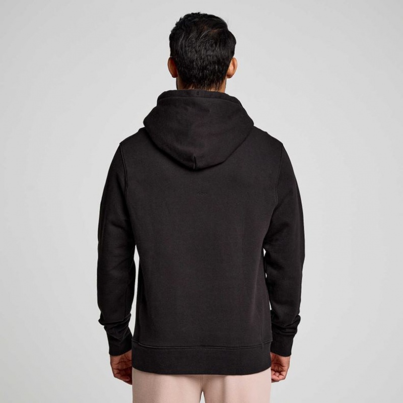 Black Saucony Recovery Men's Hoodie | PHILIPPINES-FDB