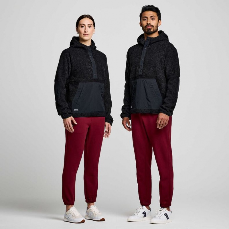 Black Saucony Recovery Sherpa Pullover Men's Hoodie | PHILIPPINES-JOS