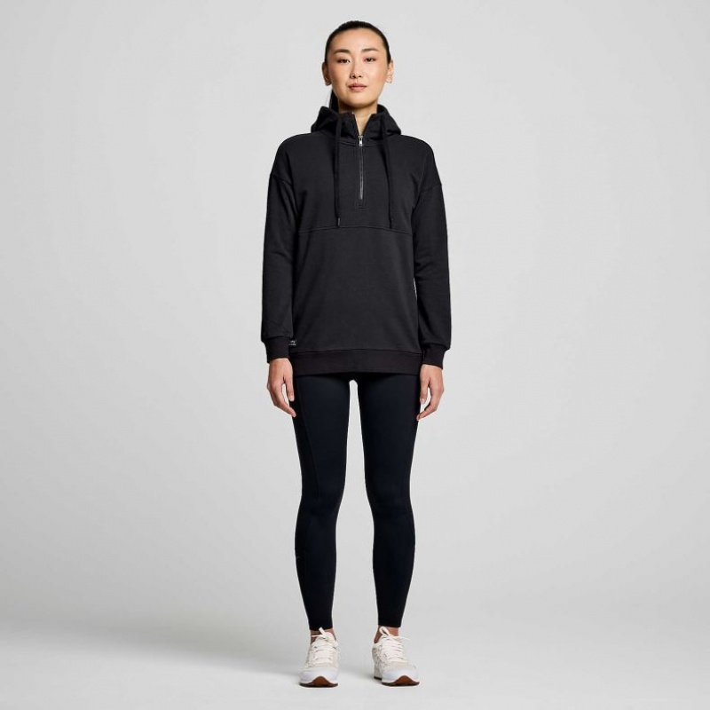 Black Saucony Recovery Zip Tunic Women's Hoodie | PHILIPPINES-FRQ