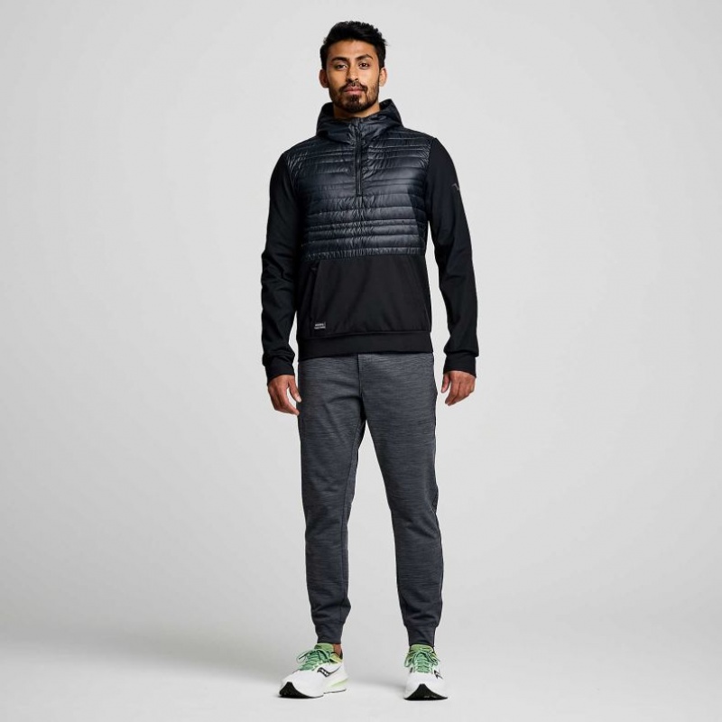 Black Saucony Solstice Oysterpuff Men's Hoodie | PHILIPPINES-LJW