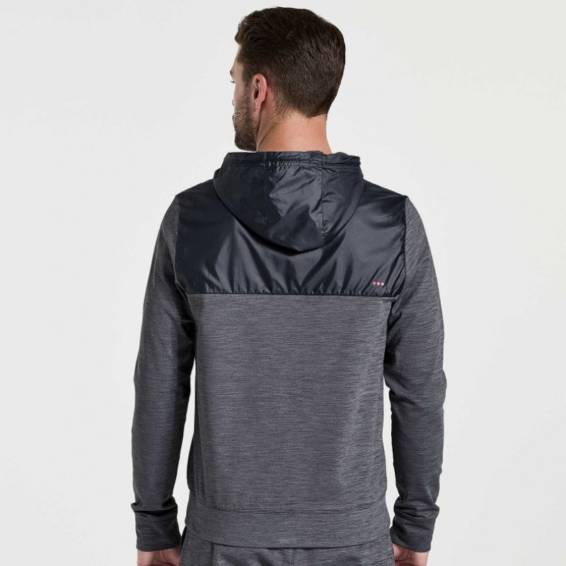 Black Saucony Solstice Zip Men's Hoodie | PHILIPPINES-QHC