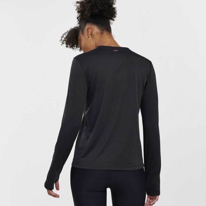 Black Saucony Stopwatch Long Sleeve Women's T-Shirt | PHILIPPINES-RYB