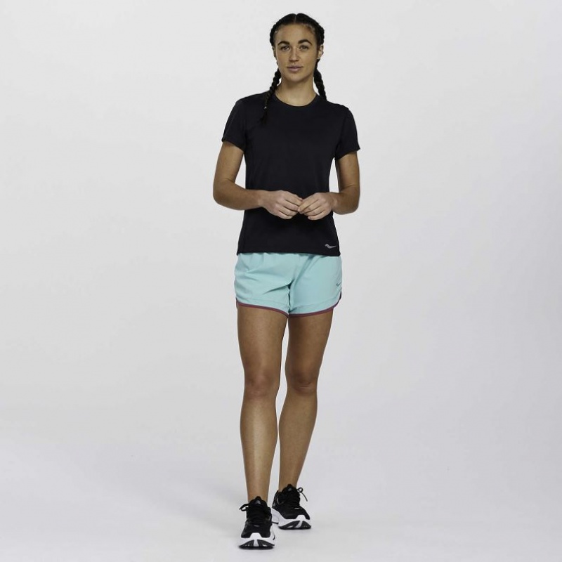 Black Saucony Stopwatch Short Sleeve Women's T-Shirt | PHILIPPINES-PHV