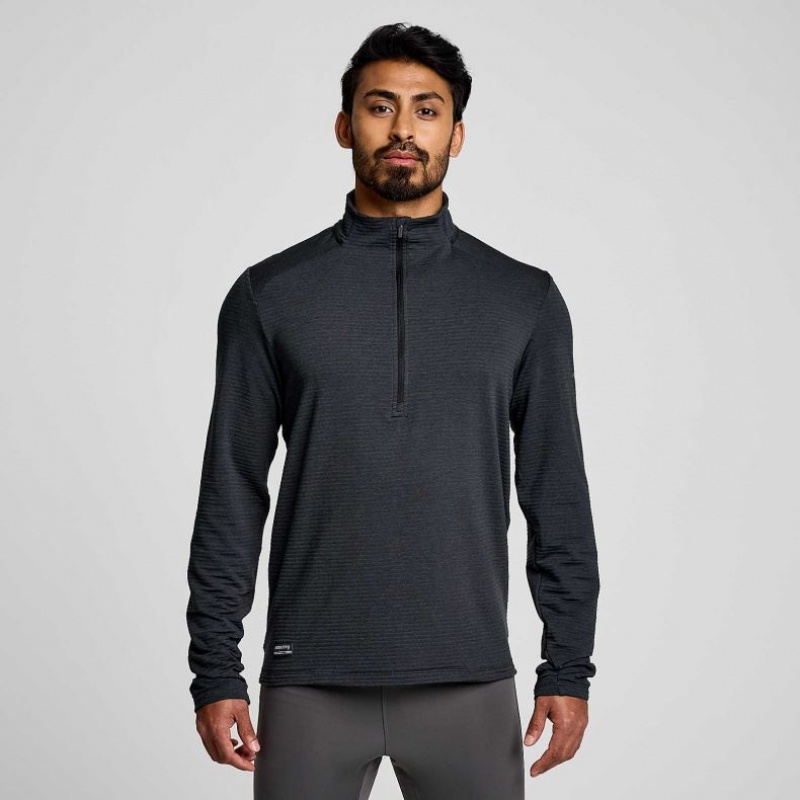 Black Saucony Triumph 3D 1/2 Zip Men\'s Sweatshirt | PHILIPPINES-TIL