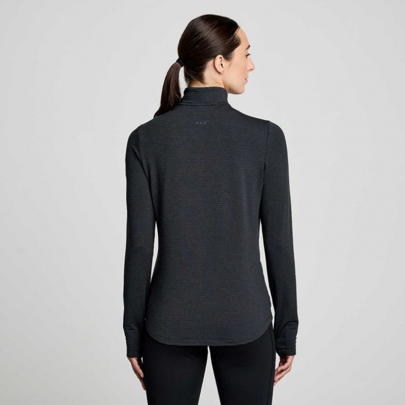 Black Saucony Triumph 3D 1/2 Zip Women's Sweatshirt | PHILIPPINES-CUO