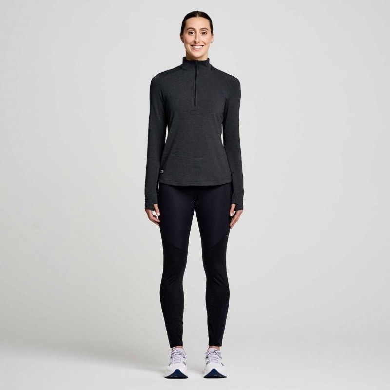 Black Saucony Triumph 3D 1/2 Zip Women's Sweatshirt | PHILIPPINES-CUO