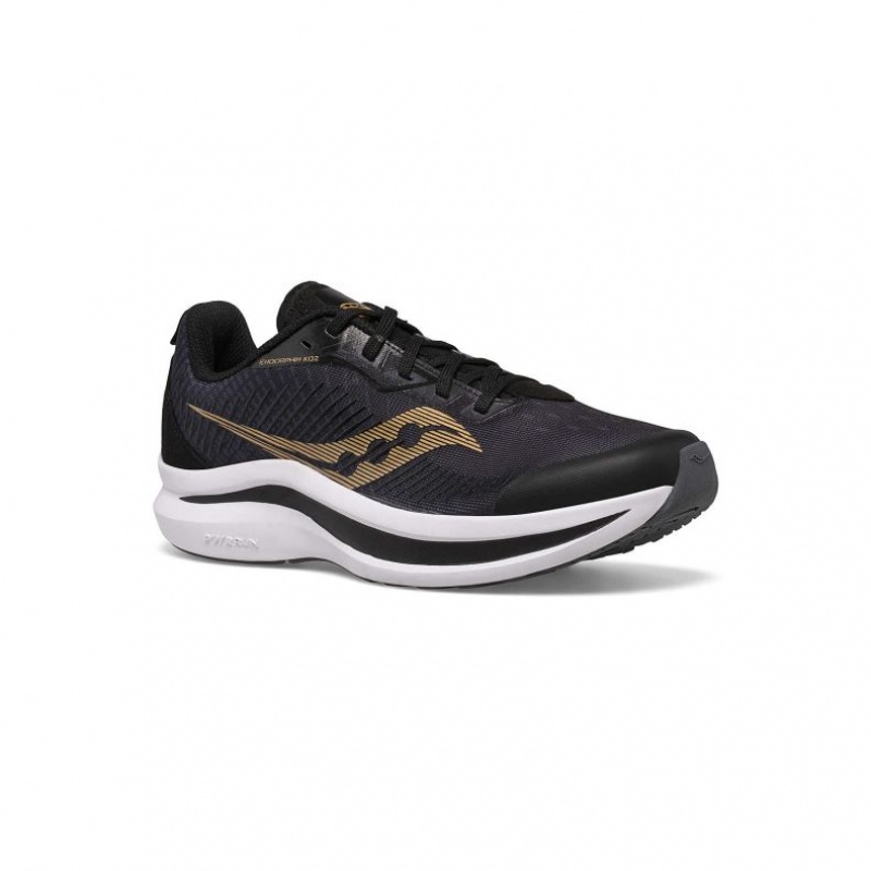 Black / Gold Saucony Endorphin KDZ Big Kids' Sneakers | PHILIPPINES-OKJ