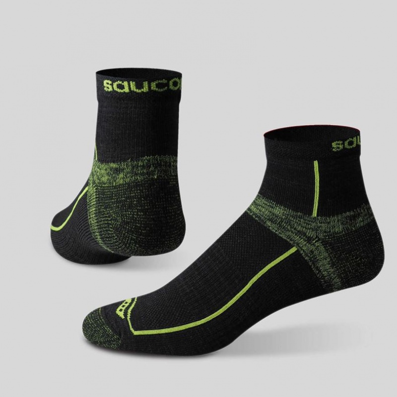 Black / Green Saucony Inferno Quarter 3-Pack Men's Socks | PHILIPPINES-TWK