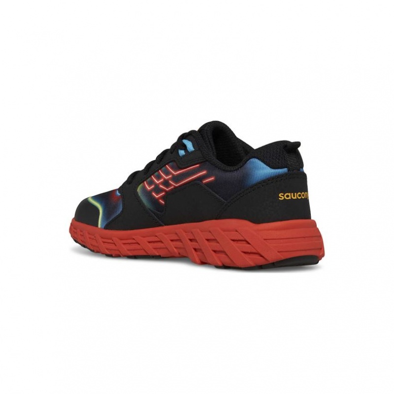 Black / Red Saucony Wind 2.0 Lace Big Kids' Sneakers | PHILIPPINES-IWZ