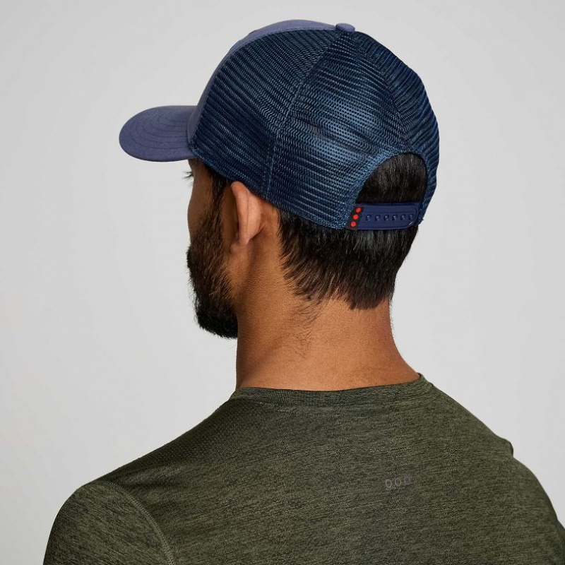 Blue Saucony Adjustable Snap Back Men's Trucker Hats | PHILIPPINES-OMJ