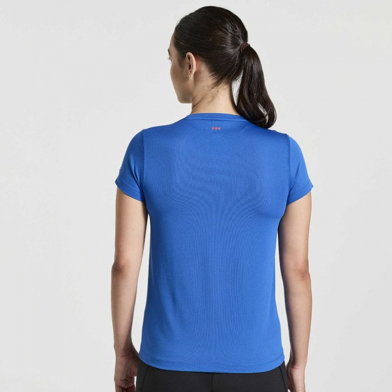 Blue Saucony Stopwatch Graphic Short Sleeve Women's T-Shirt | PHILIPPINES-MEC