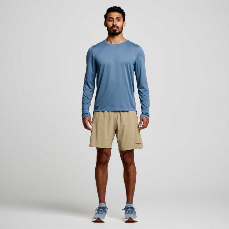 Blue Saucony Stopwatch Long Sleeve Men's T-Shirt | PHILIPPINES-UPW