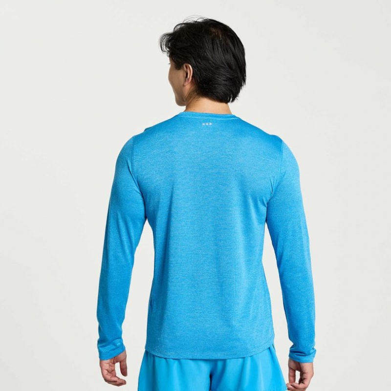 Blue Saucony Stopwatch Long Sleeve Men's T-Shirt | PHILIPPINES-AOJ