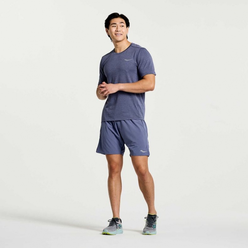 Blue Saucony Stopwatch Short Sleeve Men's T-Shirt | PHILIPPINES-WCJ