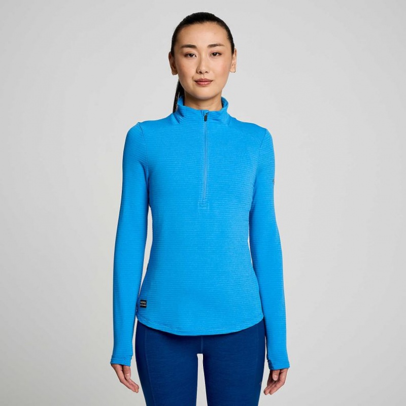 Blue Saucony Triumph 3D 1/2 Zip Women\'s Sweatshirt | PHILIPPINES-AMG