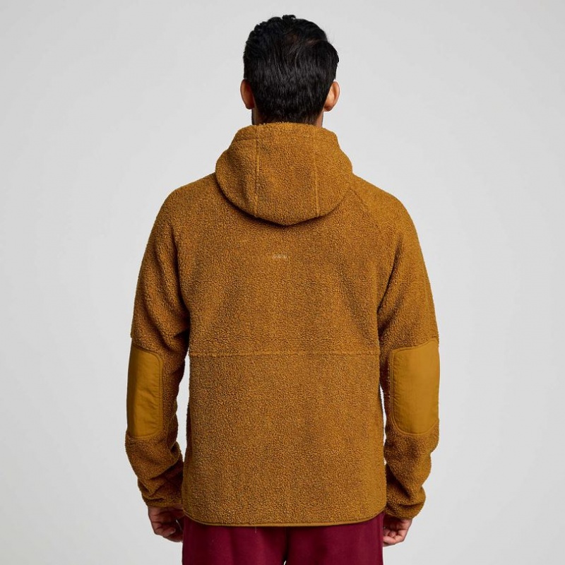 Brown Saucony Recovery Sherpa Pullover Men's Hoodie | PHILIPPINES-GJZ