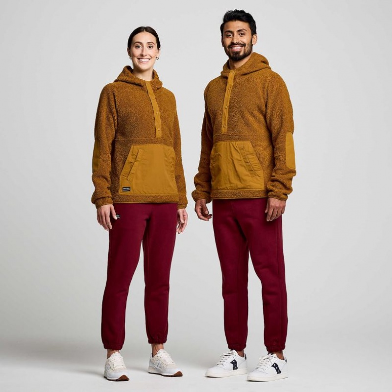 Brown Saucony Recovery Sherpa Pullover Men's Hoodie | PHILIPPINES-GJZ