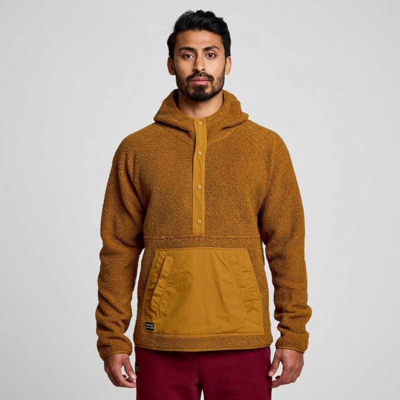 Brown Saucony Recovery Sherpa Pullover Men\'s Hoodie | PHILIPPINES-GJZ