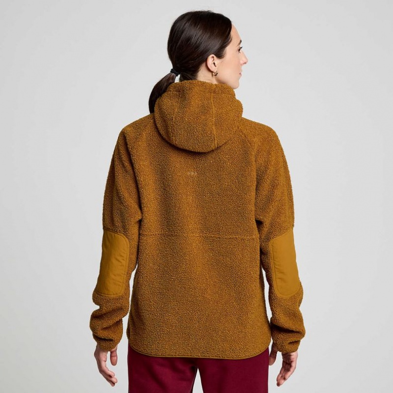 Brown Saucony Recovery Sherpa Pullover Women's Hoodie | PHILIPPINES-CPN