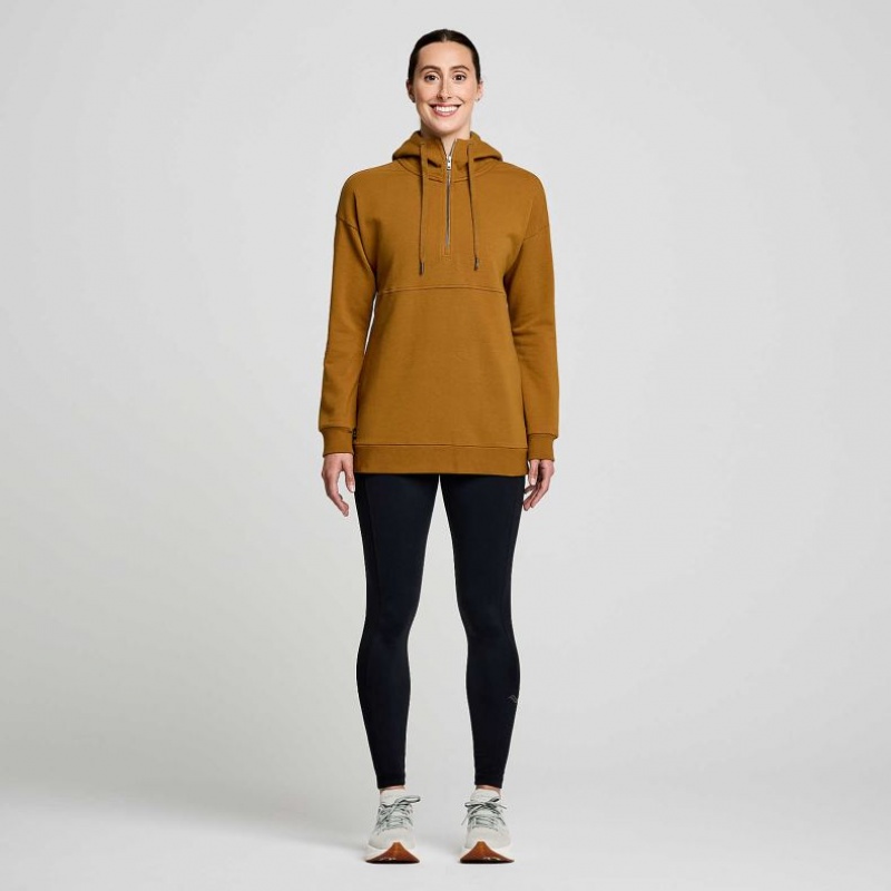 Brown Saucony Recovery Zip Tunic Women's Hoodie | PHILIPPINES-IOJ