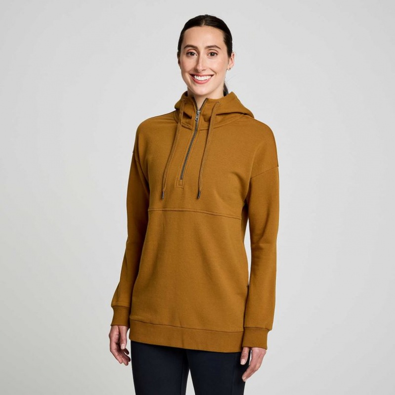 Brown Saucony Recovery Zip Tunic Women\'s Hoodie | PHILIPPINES-IOJ