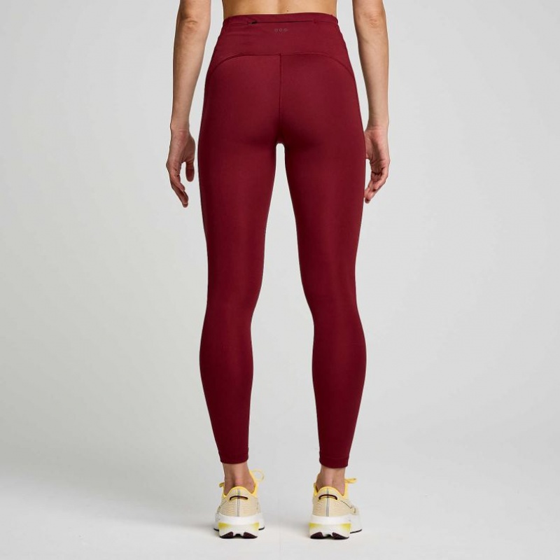 Burgundy Saucony Fortify 7/8 Women's Tight | PHILIPPINES-UQO