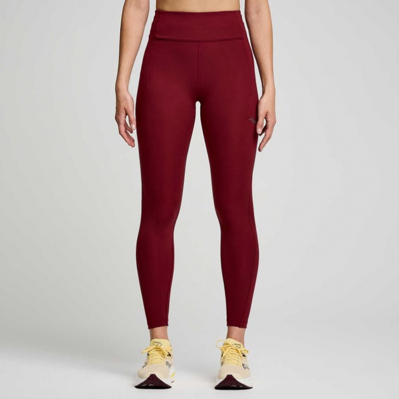 Burgundy Saucony Fortify 7/8 Women\'s Tight | PHILIPPINES-UQO