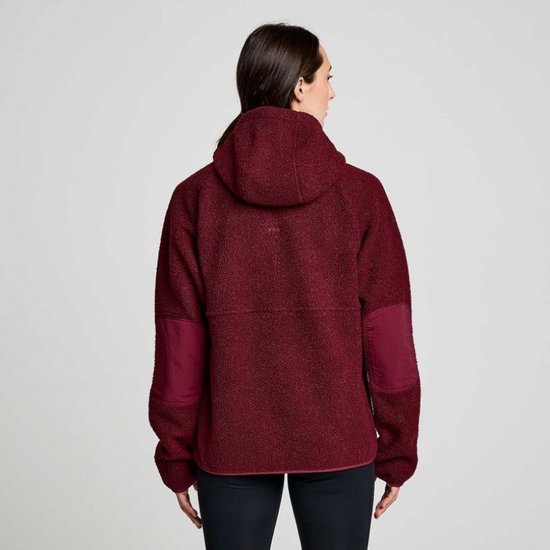 Burgundy Saucony Recovery Sherpa Pullover Women's Hoodie | PHILIPPINES-FQM