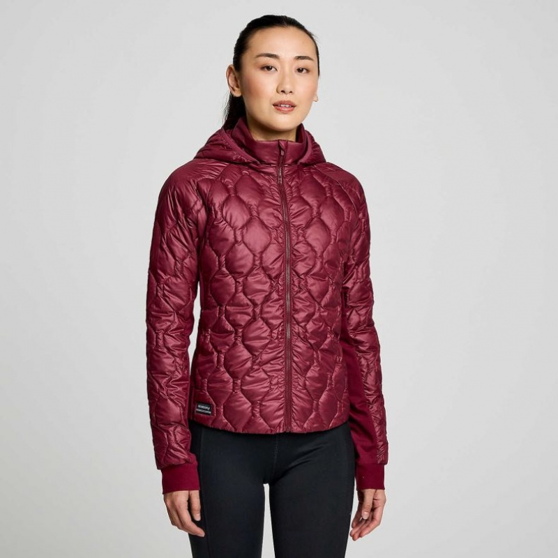 Burgundy Saucony Solstice Oysterpuff Women\'s Jacket | PHILIPPINES-CPE