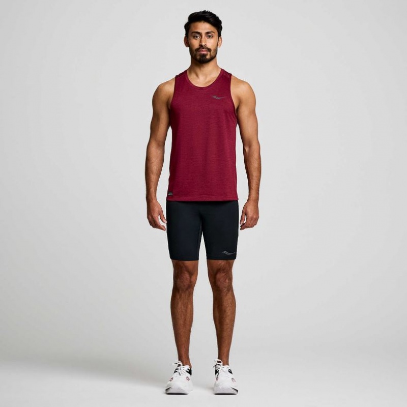 Burgundy Saucony Stopwatch Men's Singlet | PHILIPPINES-LCF