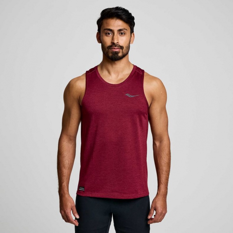 Burgundy Saucony Stopwatch Men\'s Singlet | PHILIPPINES-LCF