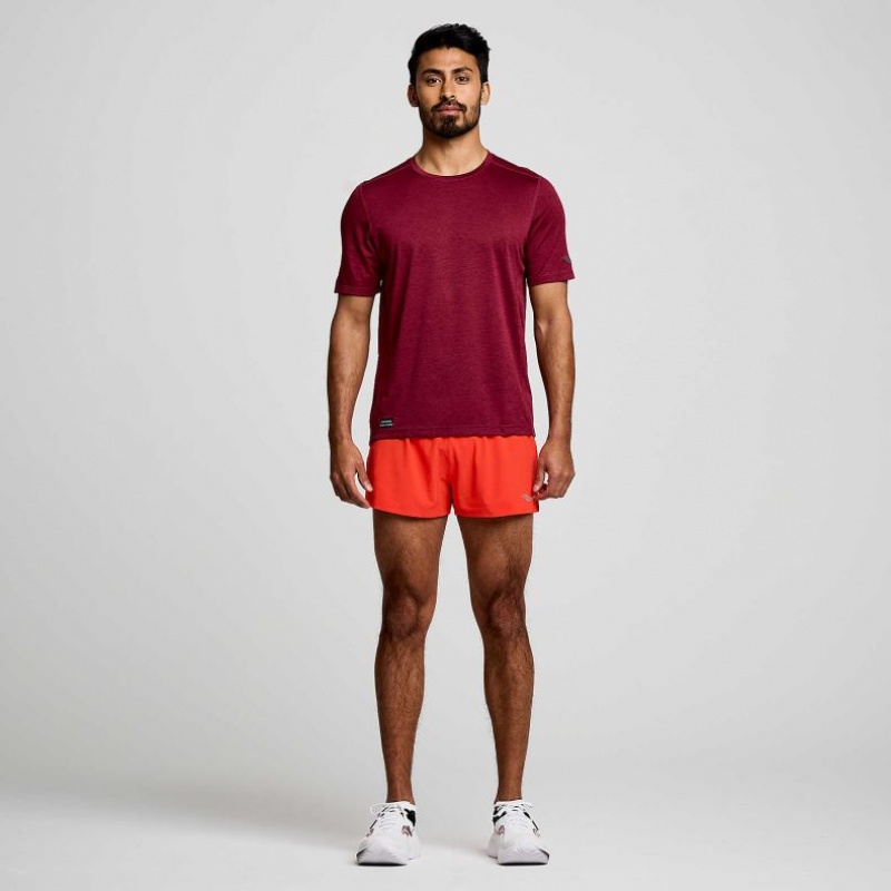 Burgundy Saucony Stopwatch Short Sleeve Men's T-Shirt | PHILIPPINES-NBP