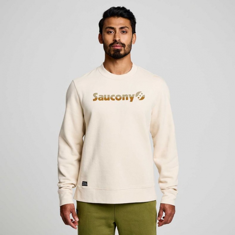 Cream Saucony Recovery Crew Men\'s Sweatshirt | PHILIPPINES-QIK