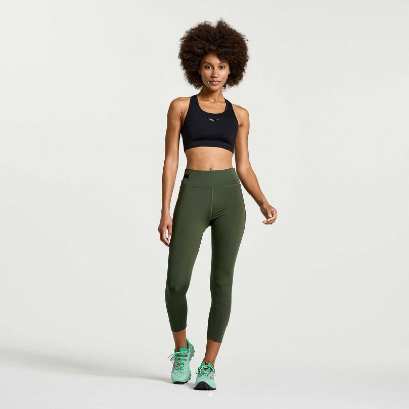 Dark Green Saucony Explorer Utility Crop Women's Tight | PHILIPPINES-JPY