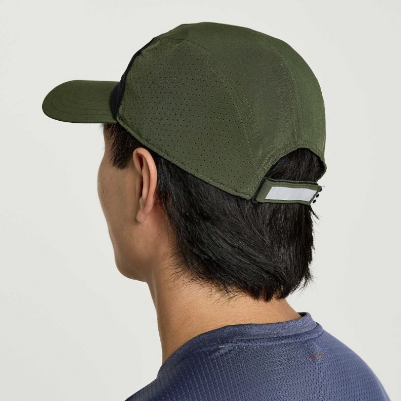 Dark Green Saucony Outpace Men's Hat | PHILIPPINES-MOB