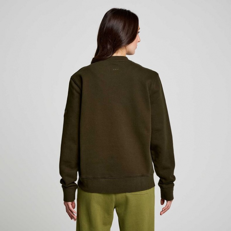 Dark Green Saucony Recovery Crew Women's Sweatshirt | PHILIPPINES-HAE