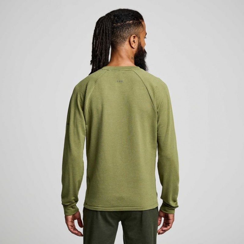 Green Saucony Triumph 3D Crew Men's Sweatshirt | PHILIPPINES-XEC