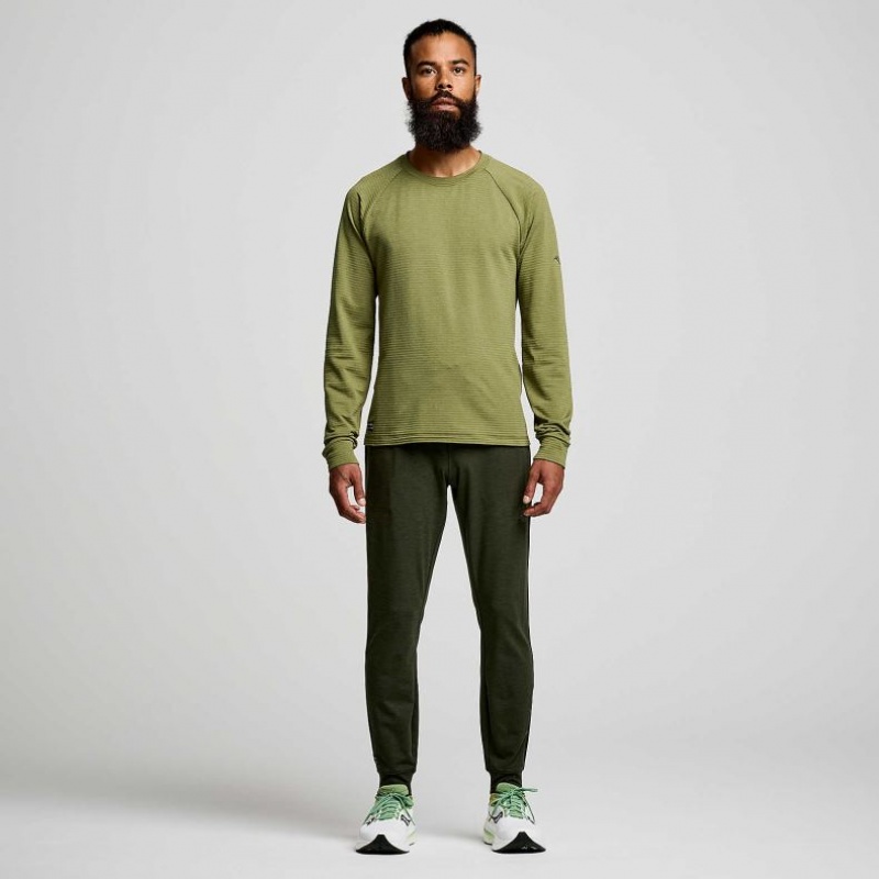 Green Saucony Triumph 3D Crew Men's Sweatshirt | PHILIPPINES-XEC