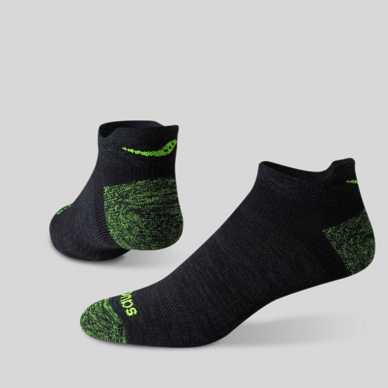 Green / Black Saucony Inferno No Show Tab 3-Pack Women's Socks | PHILIPPINES-ZTW