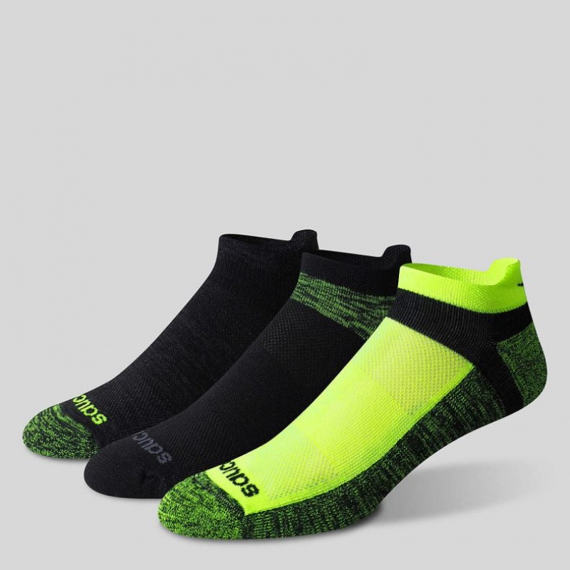 Green / Black Saucony Inferno No Show Tab 3-Pack Women's Socks | PHILIPPINES-ZTW