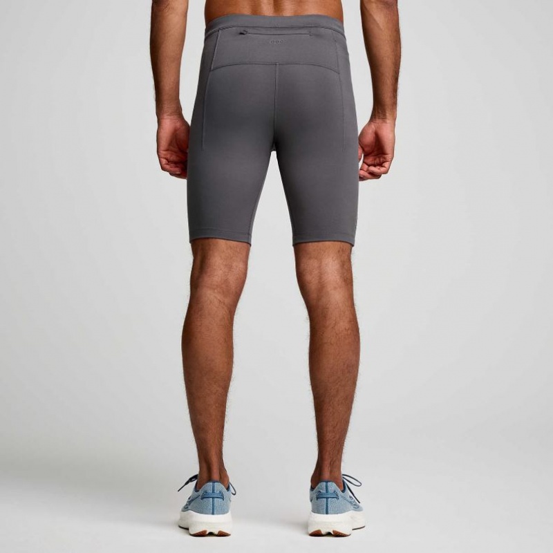 Grey Saucony Fortify Lined Half Men's Tight | PHILIPPINES-IXU