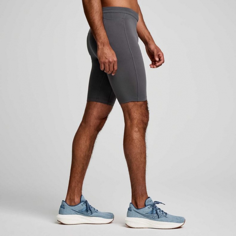 Grey Saucony Fortify Lined Half Men's Tight | PHILIPPINES-IXU