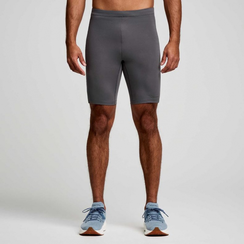 Grey Saucony Fortify Lined Half Men\'s Tight | PHILIPPINES-IXU