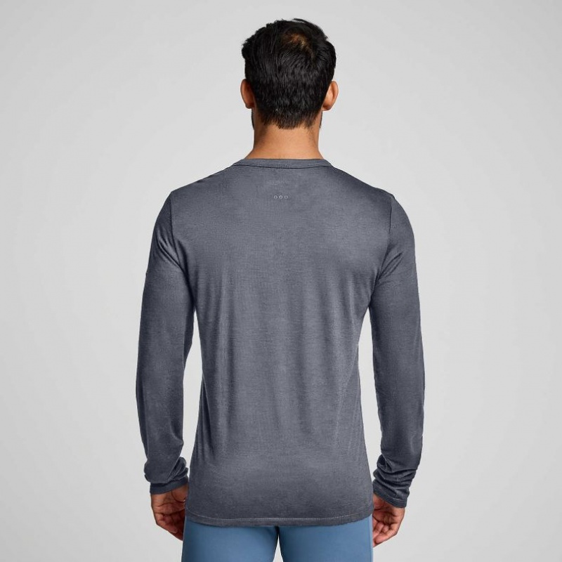 Grey Saucony Peregrine Merino Long Sleeve Men's T-Shirt | PHILIPPINES-UKV