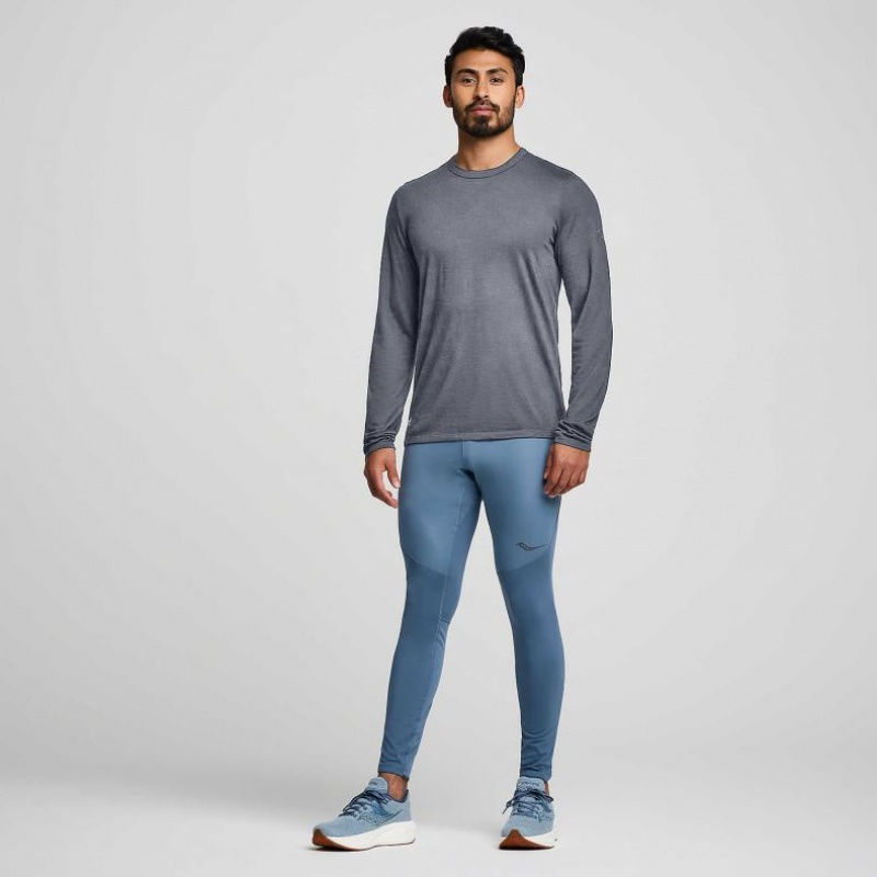 Grey Saucony Peregrine Merino Long Sleeve Men's T-Shirt | PHILIPPINES-UKV