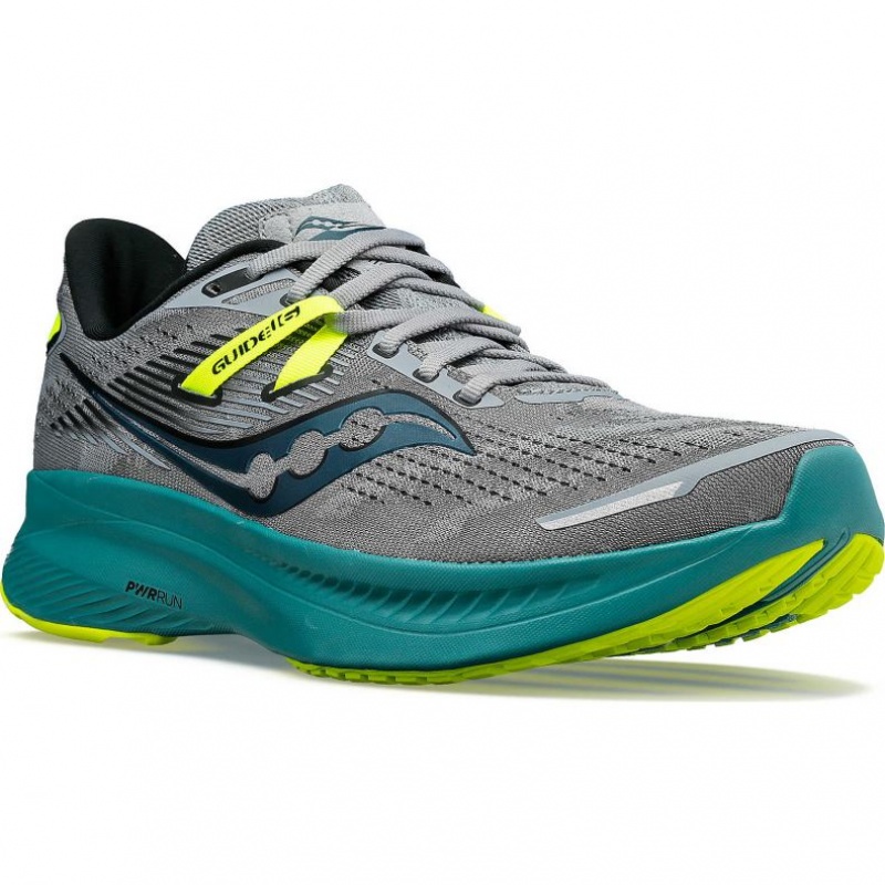 Grey / Turquoise Saucony Guide 16 Men's Running Shoes | PHILIPPINES-FAU