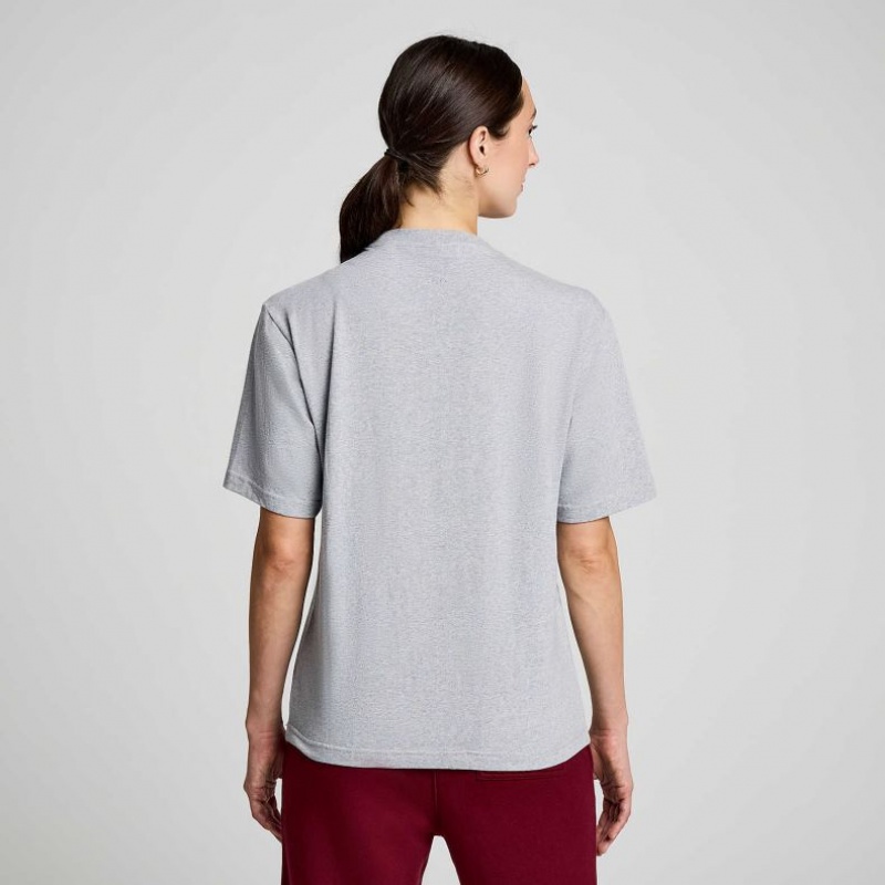 Light Grey Saucony Recovery Short Sleeve Women's T-Shirt | PHILIPPINES-YKS